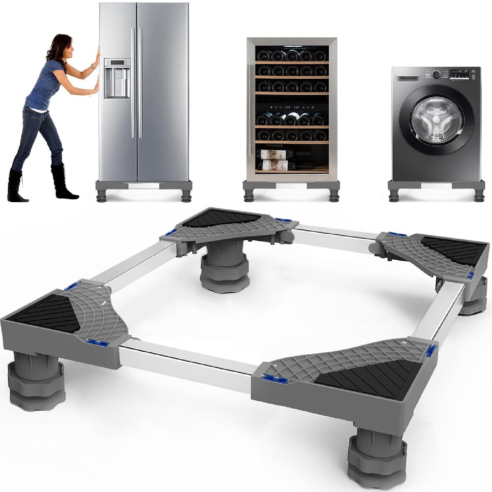 Washing Machine Base with 4 Feet for Washing Machine, Fridge and Dryer, Adjustable Washing Machine Base with Non-Slip Shock Absorption Function, (Adjustable: 42-65 cm)